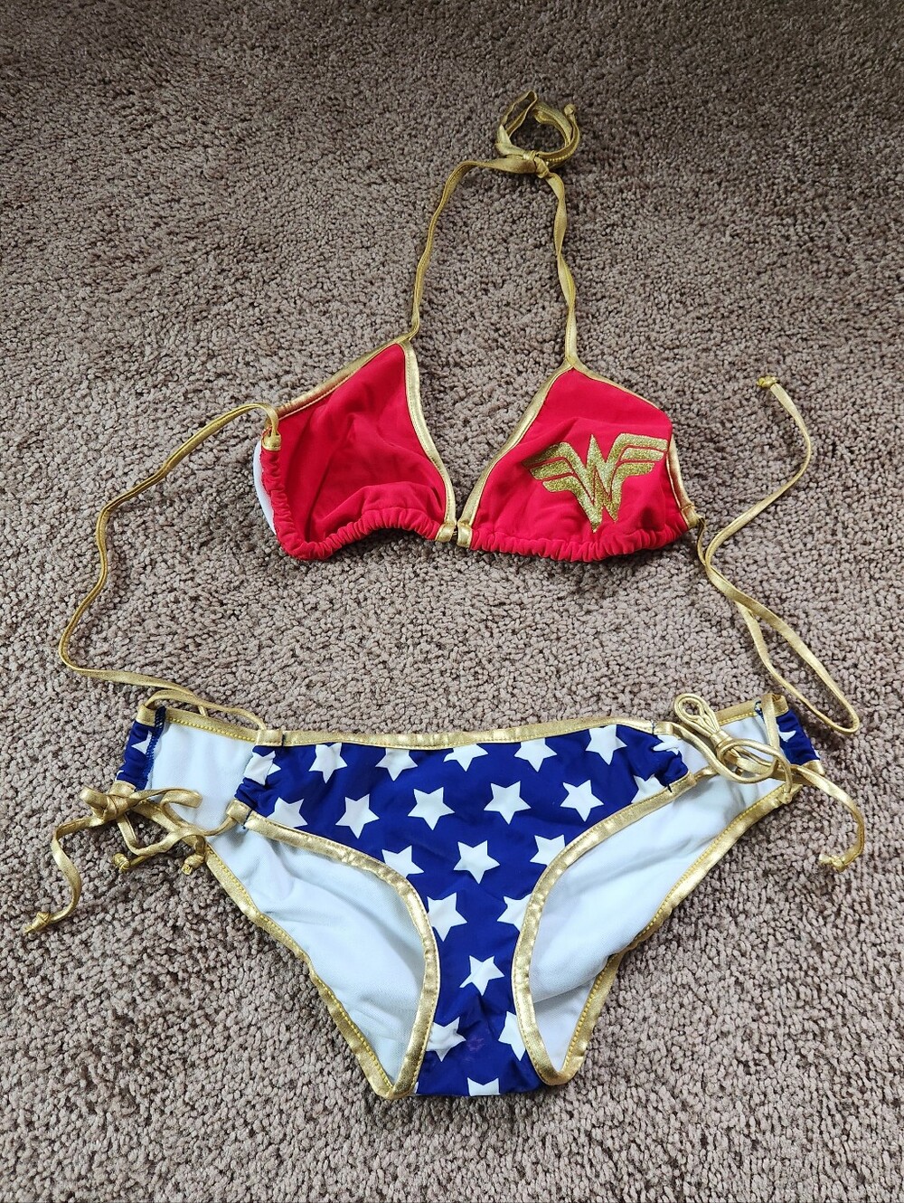 DC Comics Wonder Woman Gold Trim Bikini Set Medium Superhero